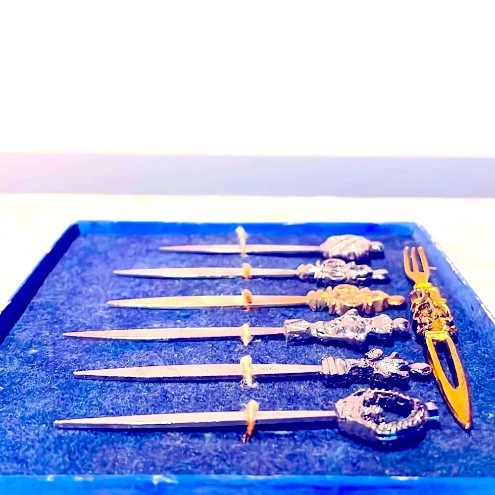 Sterling Silver Plated Cocktail Hors D'oeuvres Picks Vintage Royal Family Used